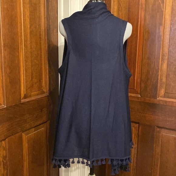 Anna Lane long blue tasseled vest - Picture 4 of 5